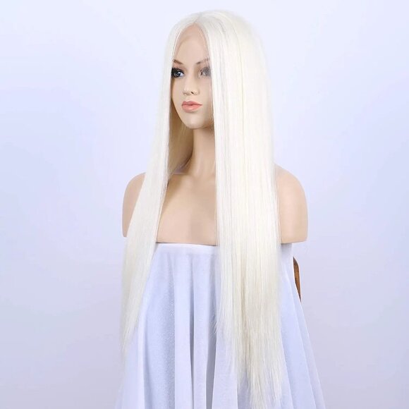 Silky Platinum Blonde Lace Front Wig